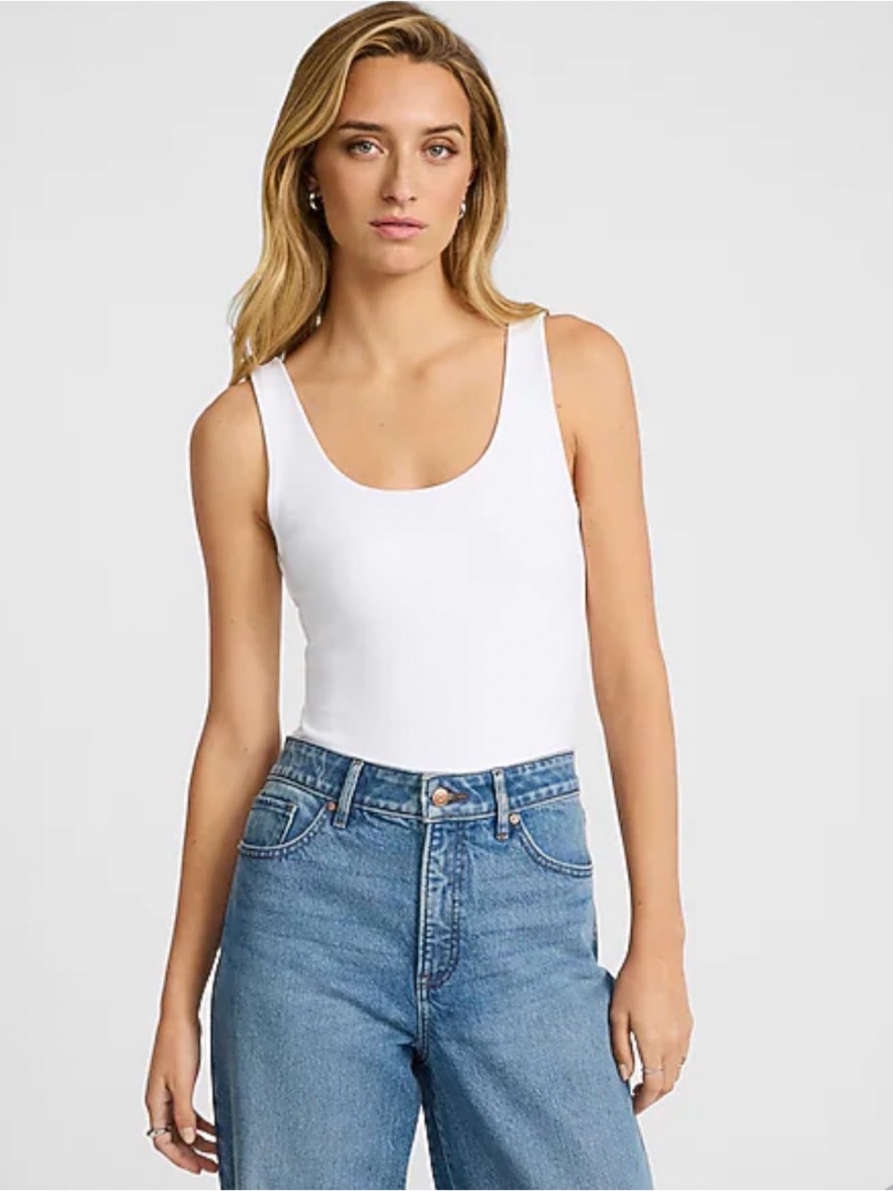 Express White Scoop Bodysuit Tank